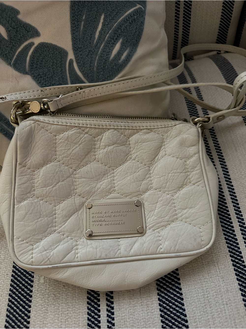 Marc by Marc Jacobs Ivory Quilted Leather Crossbody Bag small